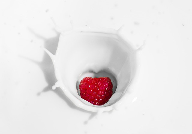 raspberry, yogurt, milk