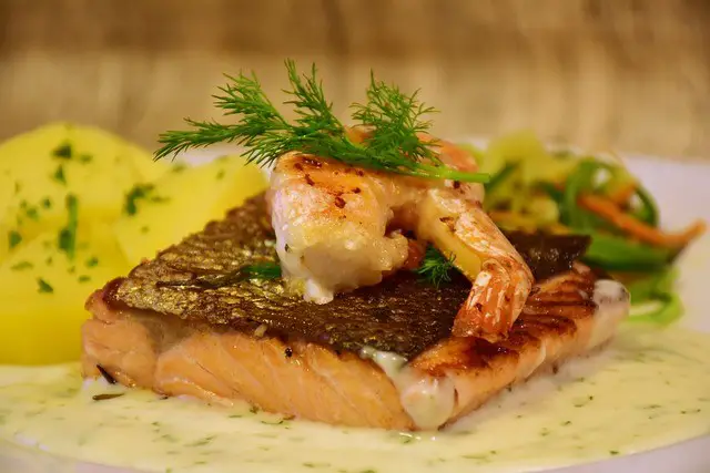 salmon, fish, scampi