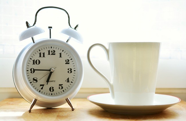 alarm clock, cup, morning