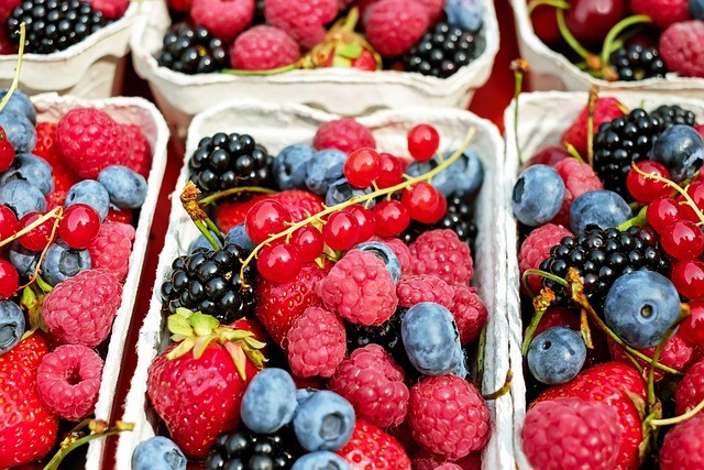 berries, fruits, raspberries